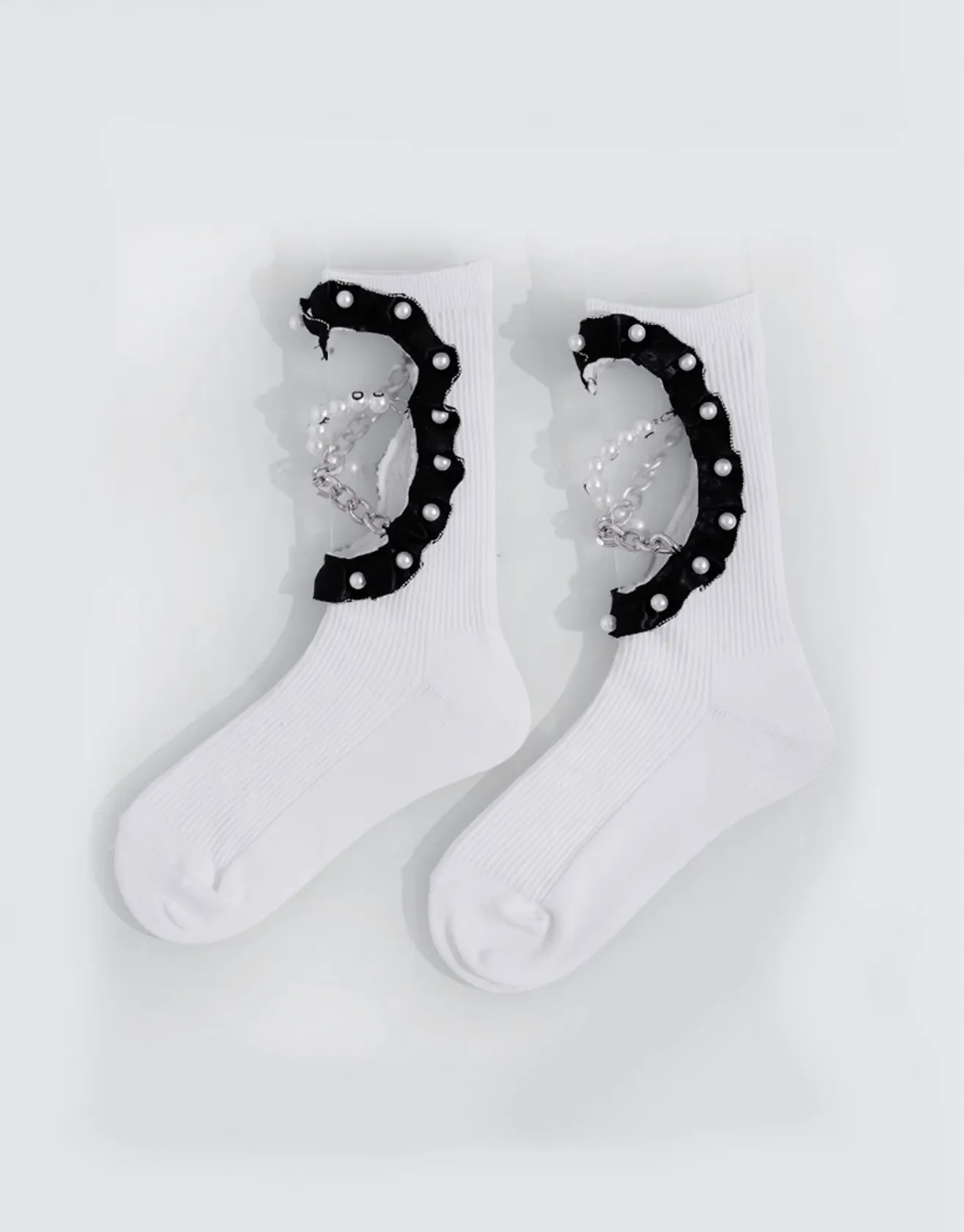 Love Cut-out Chain Pearl Lace Socks Techwear Shop