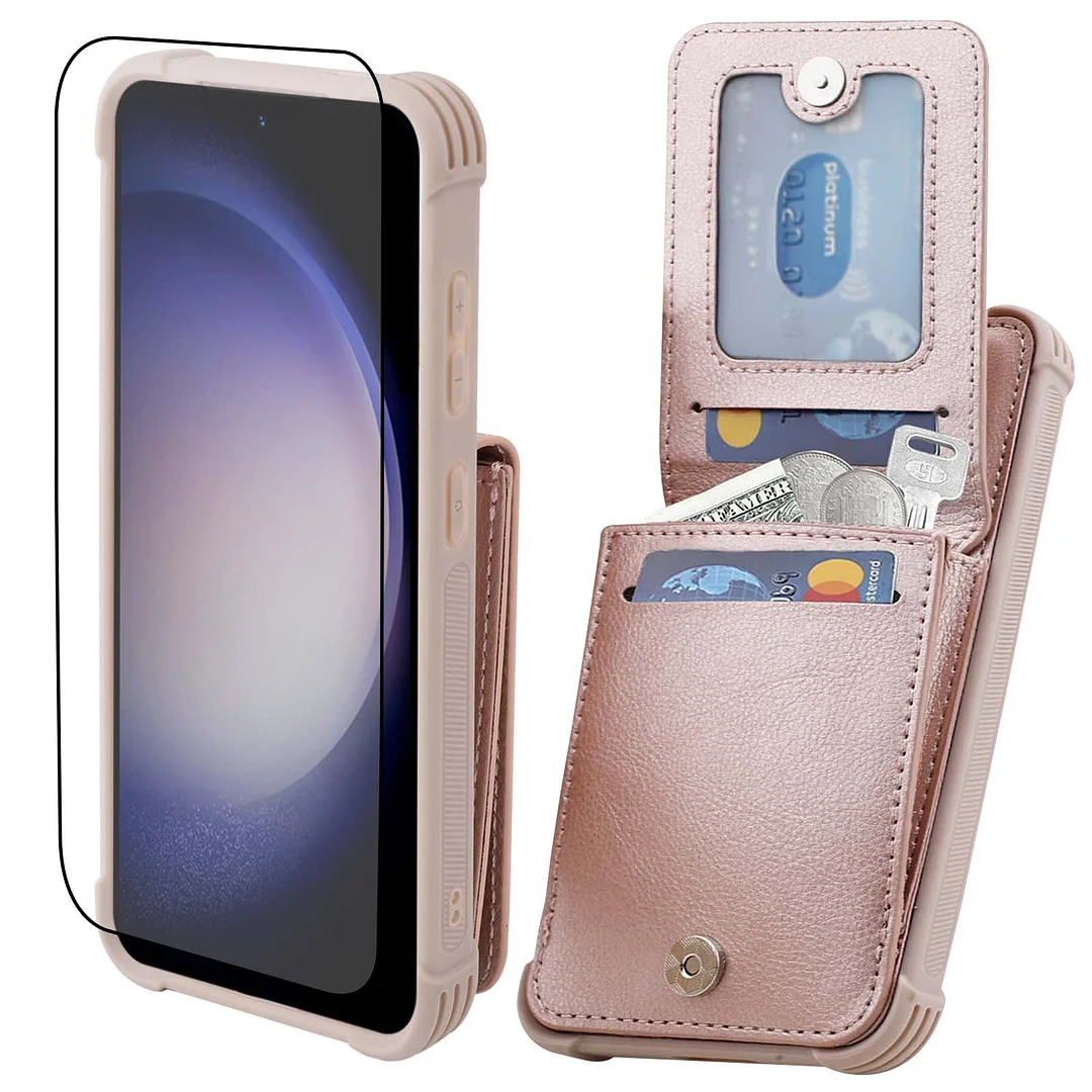 VANAVAGY Wallet Case Compatible for Galaxy S24 Plus 5G with Credit Card Holder and Coin Pocket