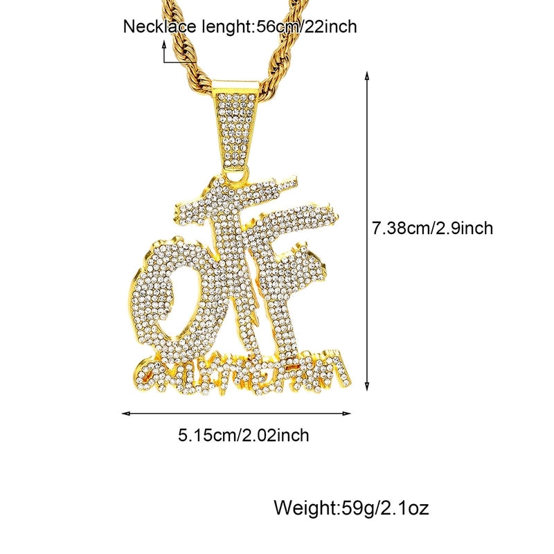 Hip-Hop Letter 304 Stainless Steel Alloy Inlay Rhinestones 18K Gold Plated Men's Pendant Necklace