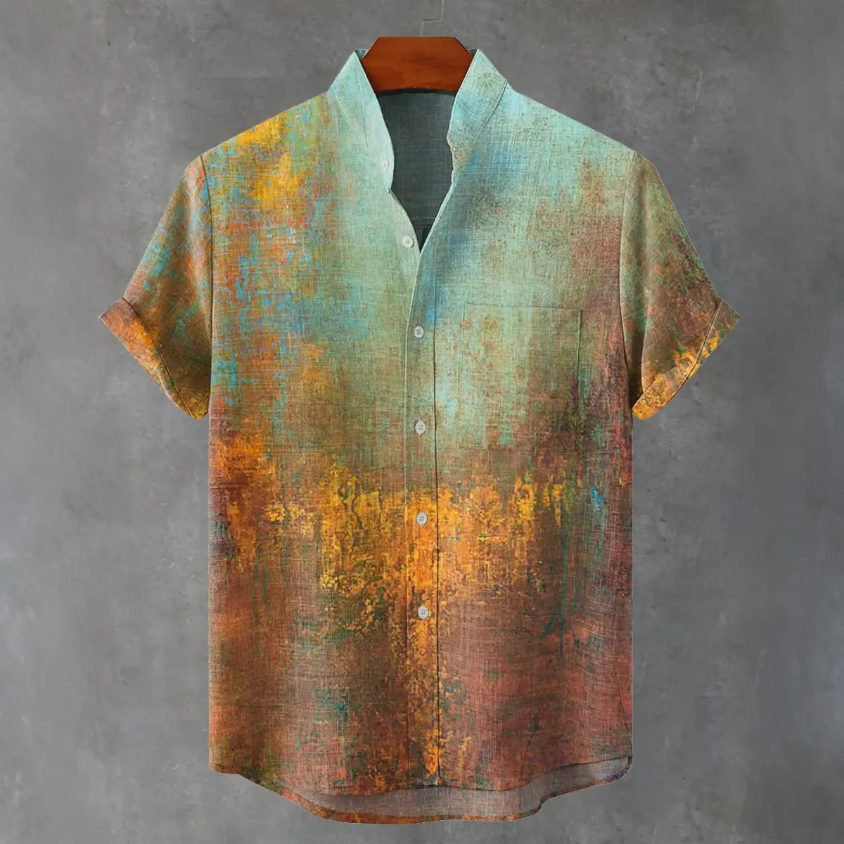 Men's Vintage Gradient Decorative Pattern Casual Shirt  artssus