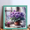 Violets By Window-11CT Stamped Cross Stitch 40*40cm/15.75*15.75in tapestrymarket