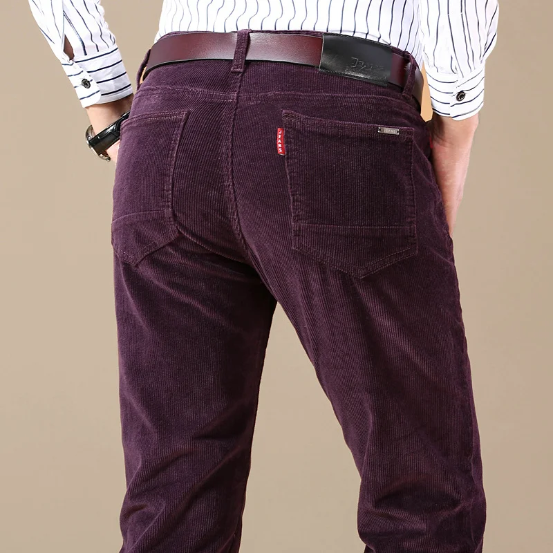 Men's Corduroy Pants Straight Slim Stretch Business Men's Casual Long Pants