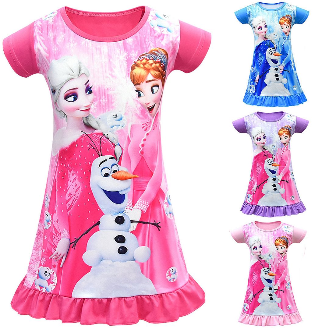 Frozen Elsa  Princess Dress Little Girl Baby Summer Pink Pajamas Dress -Pajamasbuy