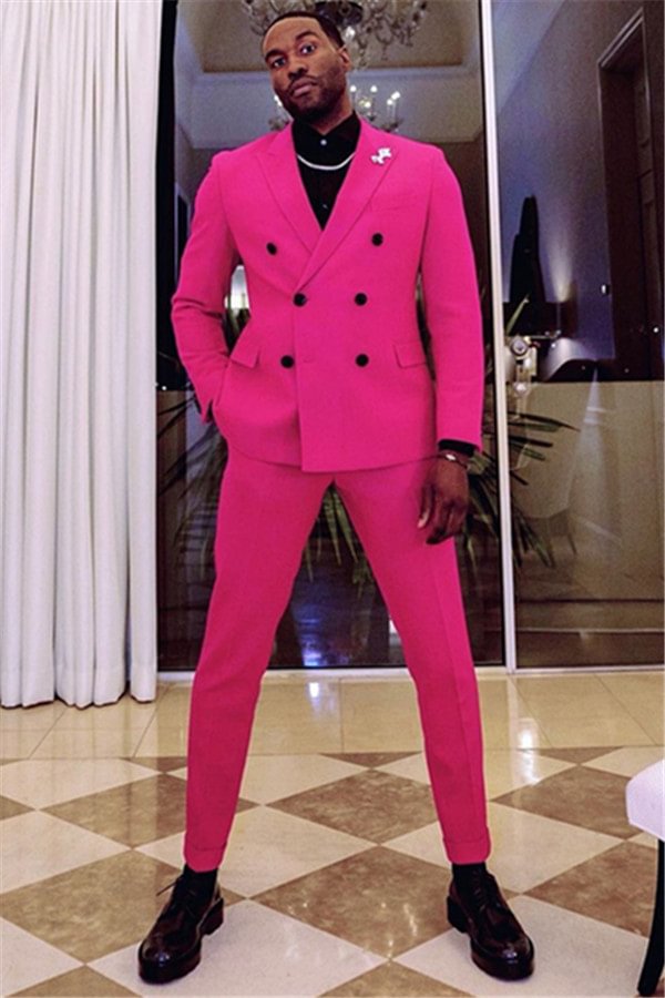 Unique Peaked Lapel Fuchsia Ring Bearer Outfits With Two Breasted Online | Ballbellas Ballbellas