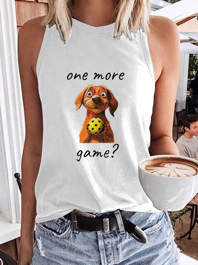 Women's Puppy Pickleball Print Casual Tank Top