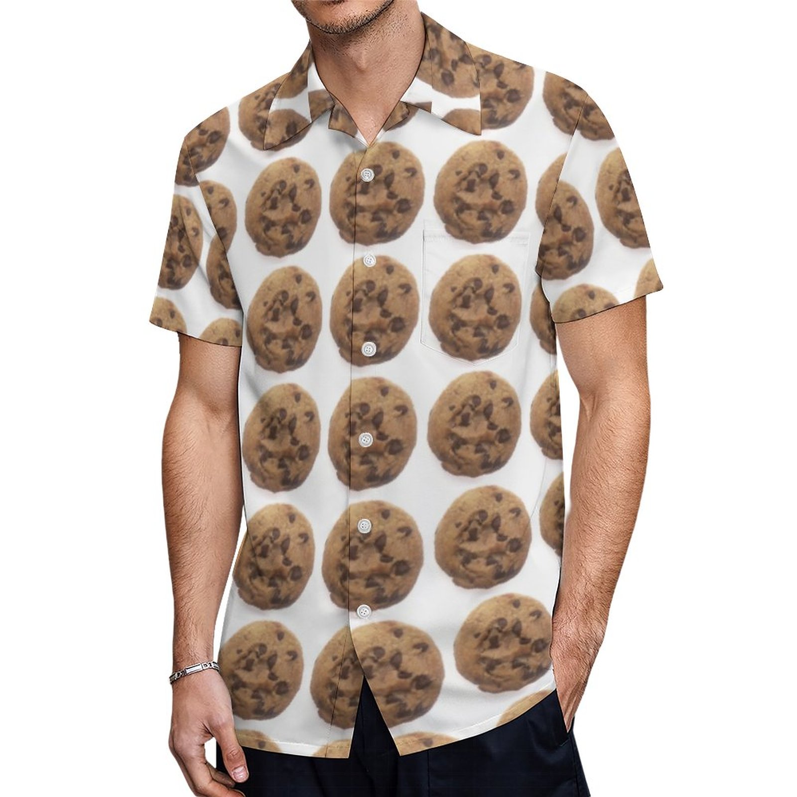 Chocolate Chip Cookie Hawaiian Shirt Mens Button Down Plus Size Tropical Hawaii Beach Shirts