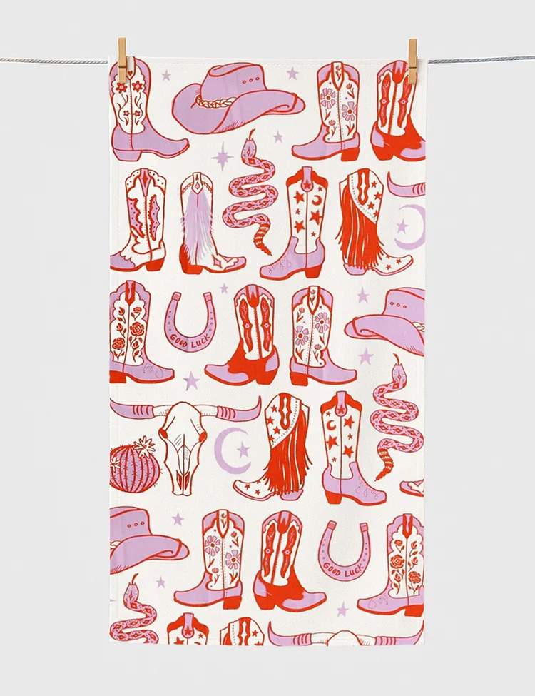 Howdy Cowgirl Western Beach Towel