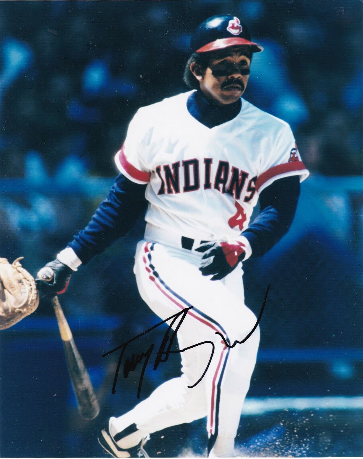 TONY BERNAZARD CLEVELAND INDIANS ACTION SIGNED 8x10