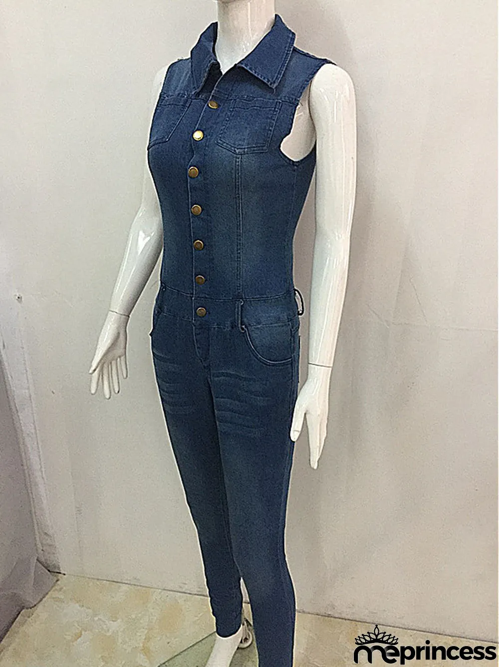 Slim Fit Jumpsuit Denim Pants