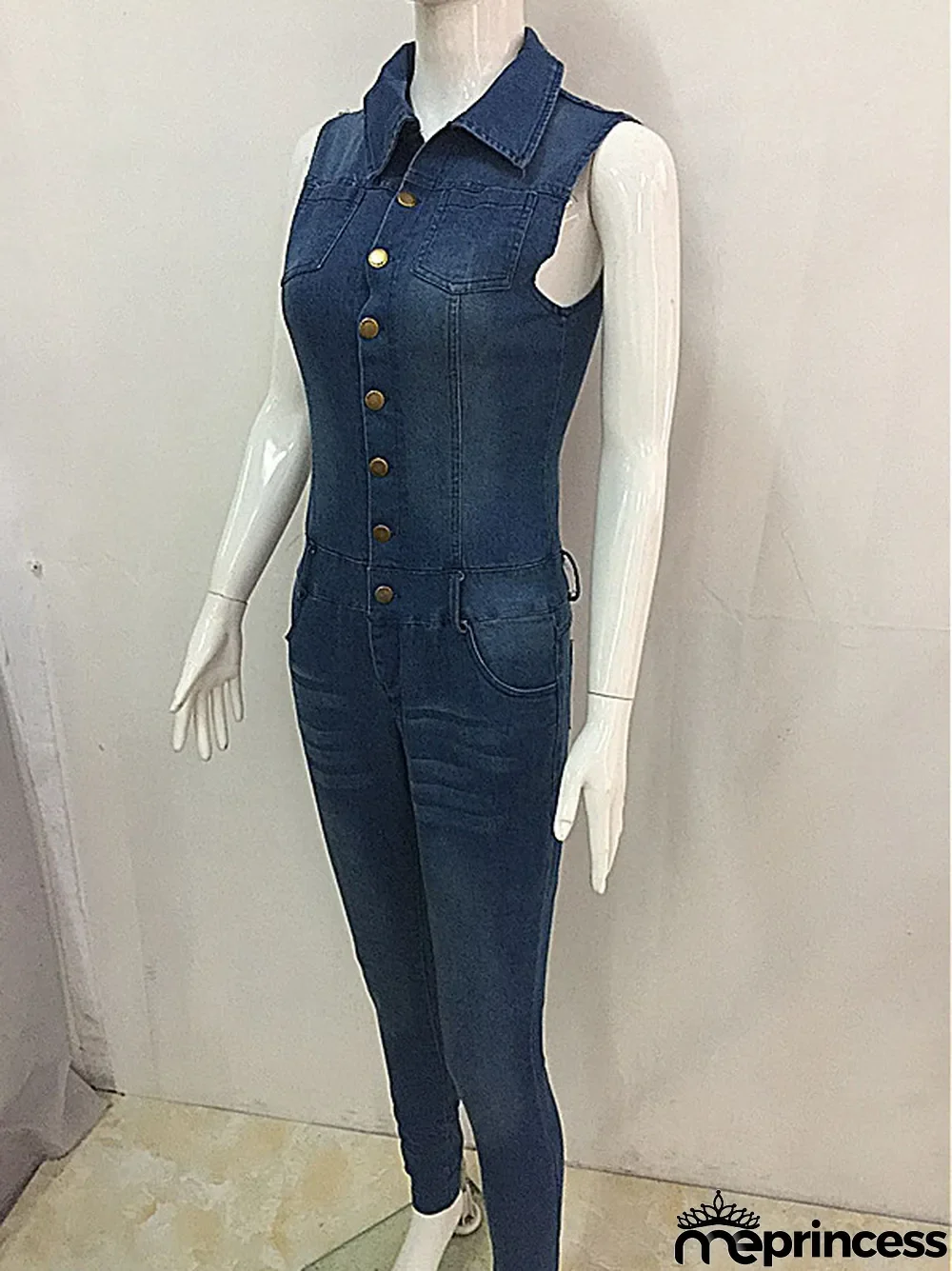 Slim Fit Jumpsuit Denim Pants