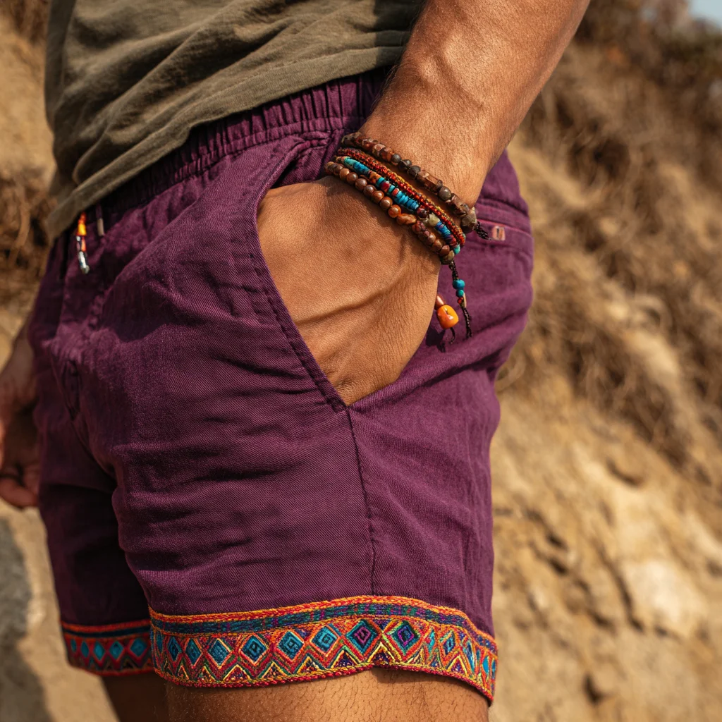 Men's Ethnic-Style Linen Shorts-INSPIREUSE