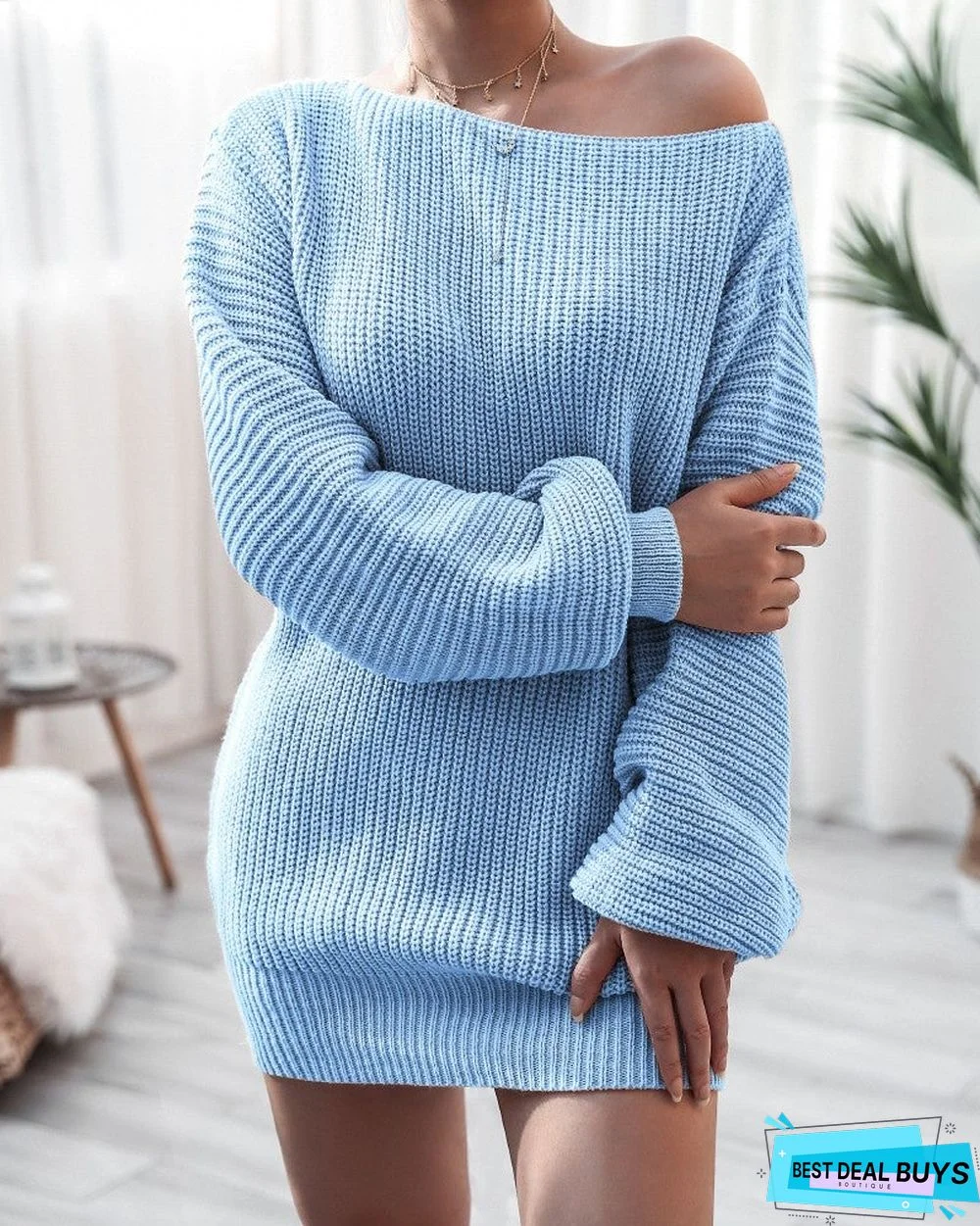 Long Sleeve Knit Casual Sweater Dress
