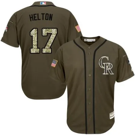 Rockies #17 Todd Helton Green Salute to Service Stitched MLB Jersey