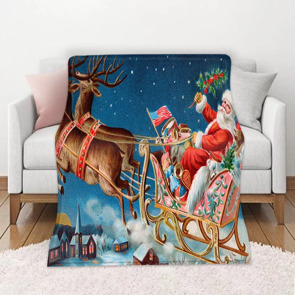 Christmas Blanket Winter Warm Decorative Sofa Living Room Rest Bed To Sleep Flannel Printed Pattern Home Blanket