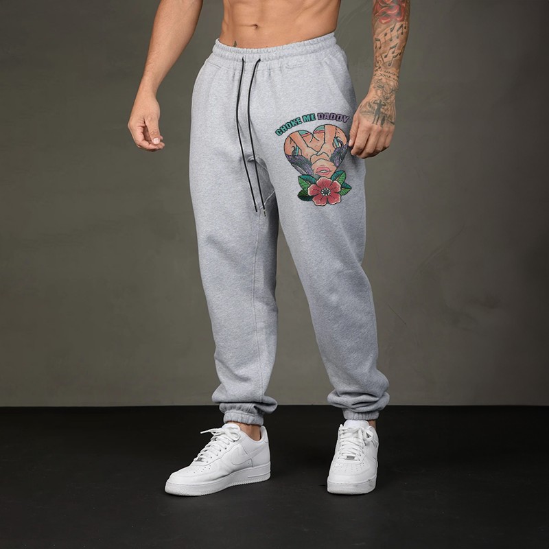 CHOKE ME DADDY Sexy Lady with Rose GRAPHIC PRINT JOGGERS