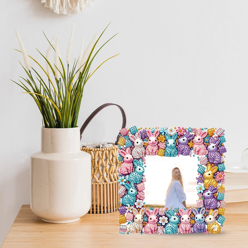 5D DIY Rabbit Acrylic Special Shape Rhinestone Tabletop Photo Frame Kit