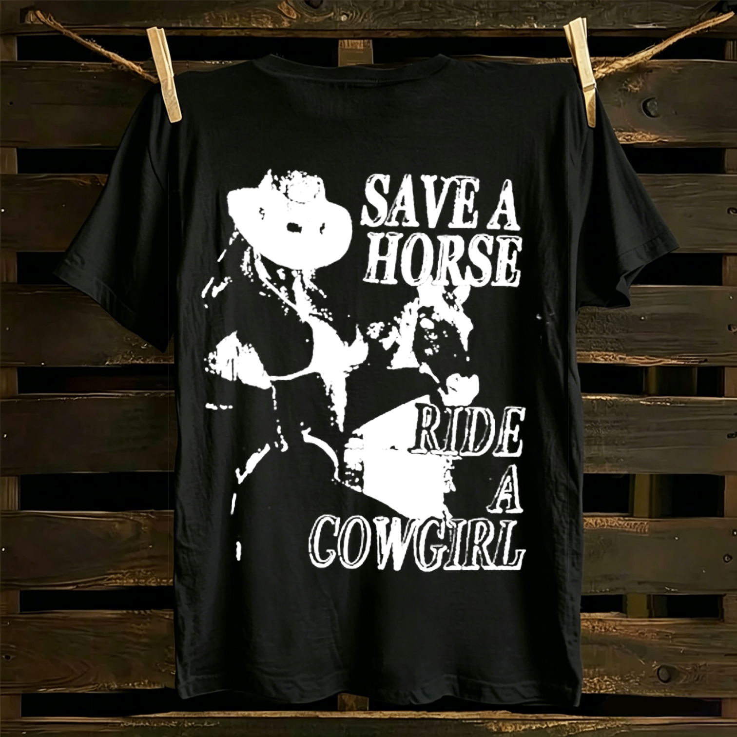 Western Vintage Save A Horse Ride A Cowgirl Graphic T-Shirt