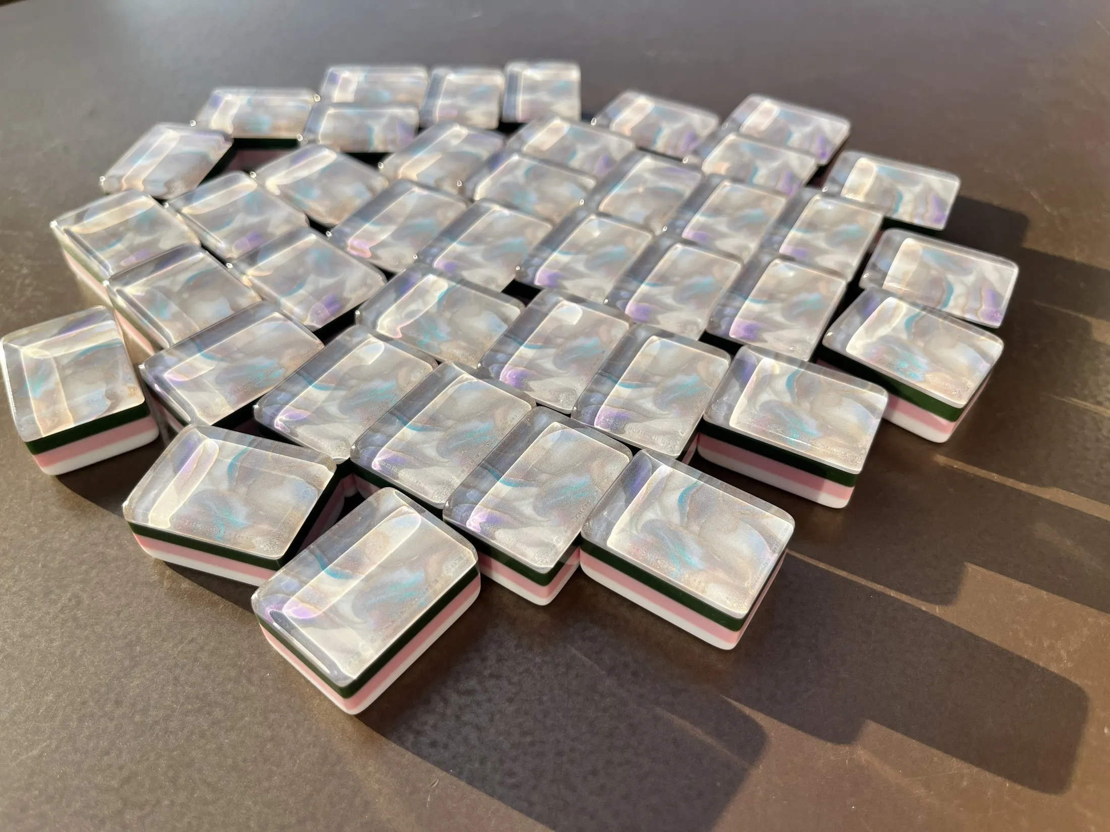 A close-up of the iridescent surface and polished edge.