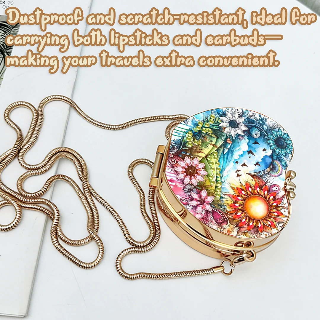 Landscapes and Flowers DIY Acrylic Love Diamond Art Painting Card Case Wallet with Chain Small Diamond Painting Crossbody Bag for Adults Women Girls Gift