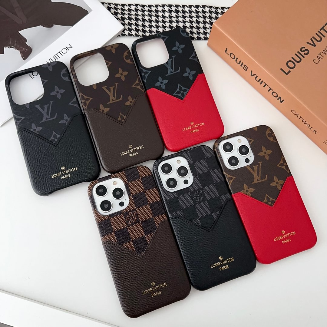 Classic Canvas Leather Monogram Back Card Apple Phone Case-LV-[GUCCLV]