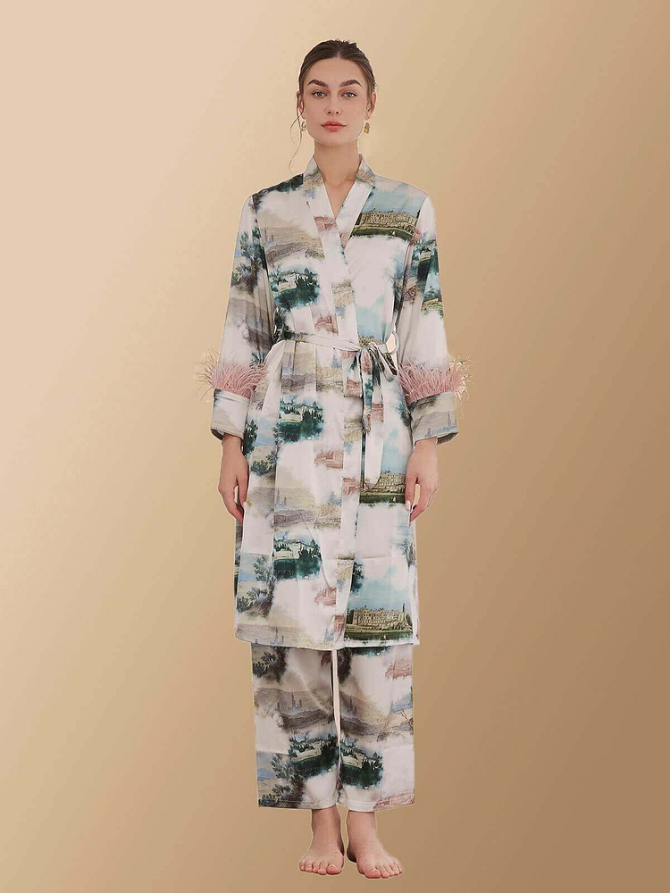Landscape Feather 3pcs Pajama Set