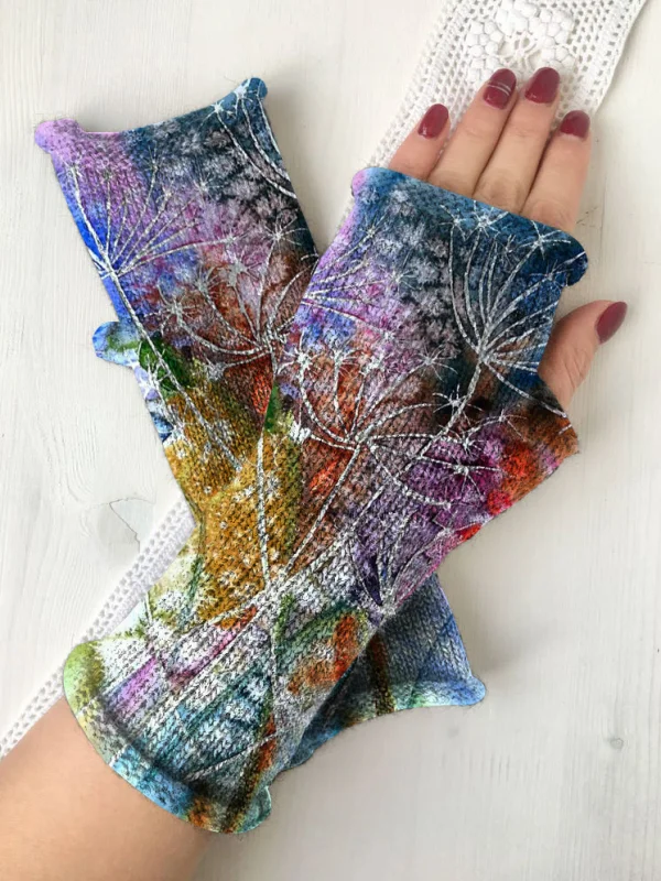 （Ship within 24 hours）Retro dandelion knit fingerless gloves