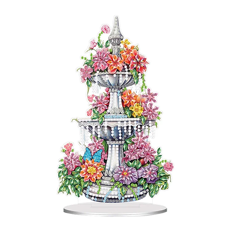 Acrylic Special Shaped Flower Fountain Table Top Diamond Painting Ornament Kits gbfke