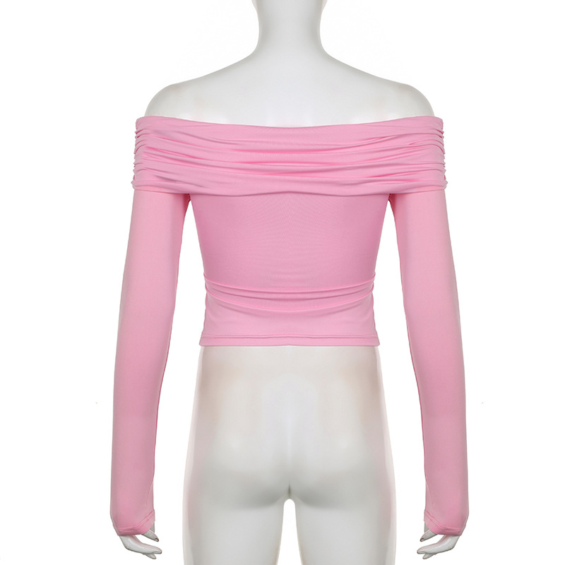 Ootddress V-Neck Summer Patchwork T-shirt Cropped Top For Women Fashion Mesh Long Sleeve Sexy Off-Shoulder Female Y2k Top Tee 2025