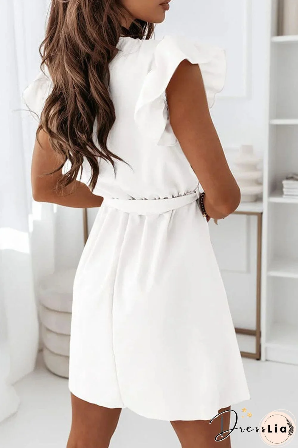 Fashion Street Solid Patchwork V Neck A Line Dresses(9 colors)