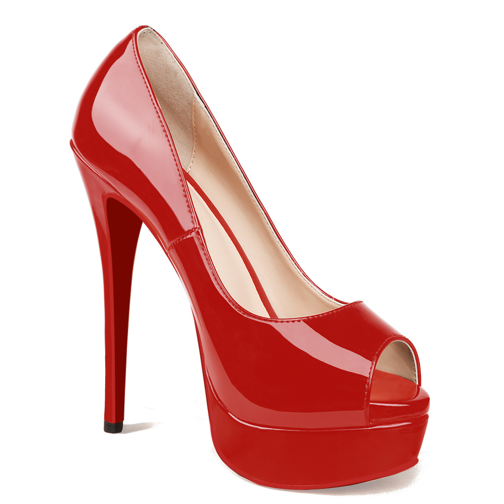150mm Red Bottom Sky High Platform Pumps Women High Heels-MERUMOTE