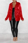 Women's Shiny Sequin Lapel Button Slim Front Blazer Coat