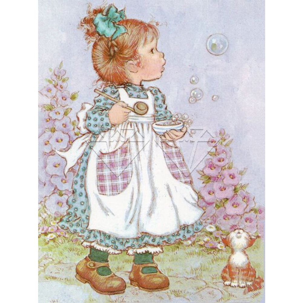 

Blowing Bubbles - 11CT Stamped Cross Stitch - 40*50CM, 501 Original