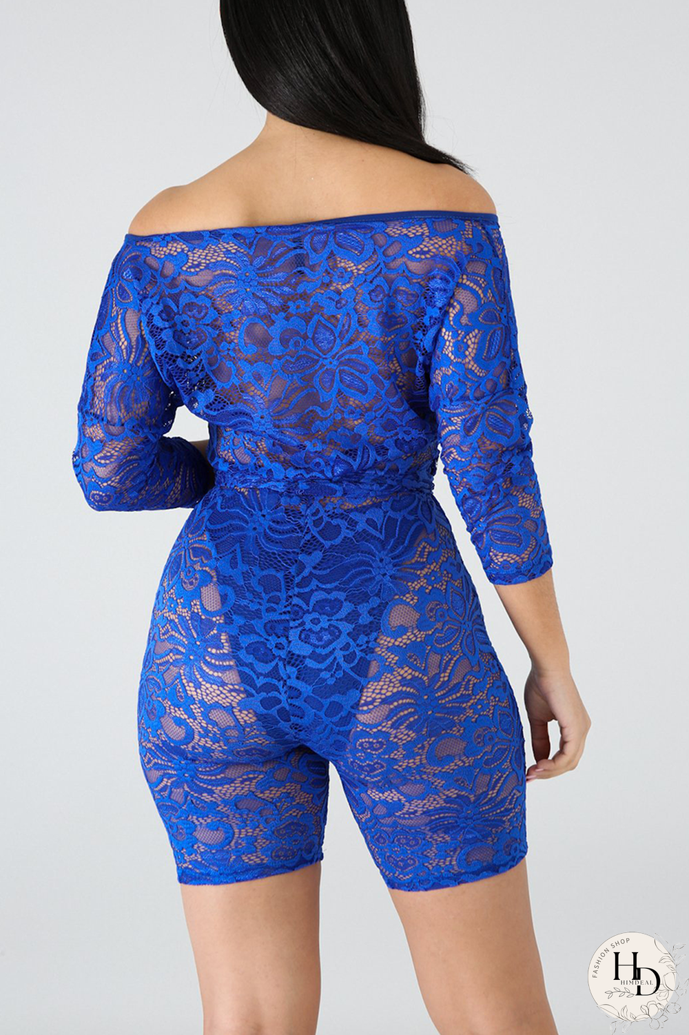 Blue Sexy Solid Mesh V Neck Skinny Jumpsuits