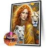 (40*50cm)Girl Lion - Full Round Drill Diamond Painting