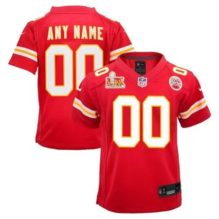 Youth Kansas City Chiefs Red Super Bowl LIX Custom Team Game Jersey