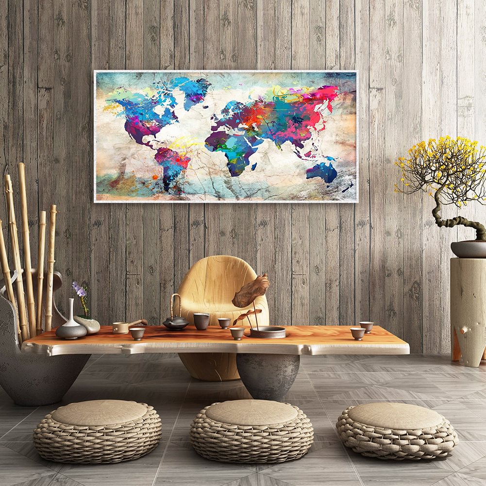 World Map - Full Round Diamond Painting(80*40cm)