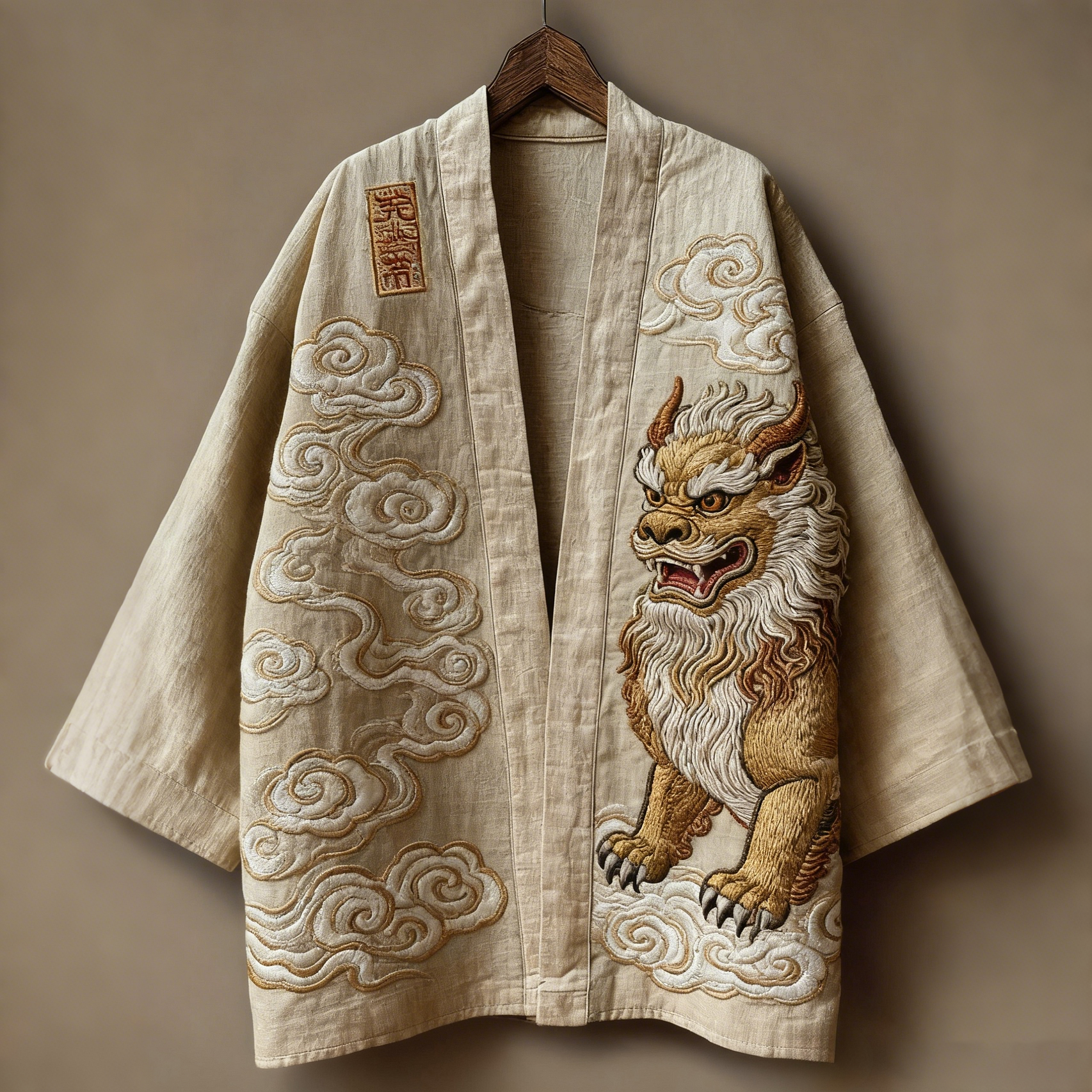 Retro Japanese Art Linen Blend Kimono Cardigan  artssus