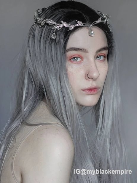 Grey Synthetic Lace Front Wig-elleschic