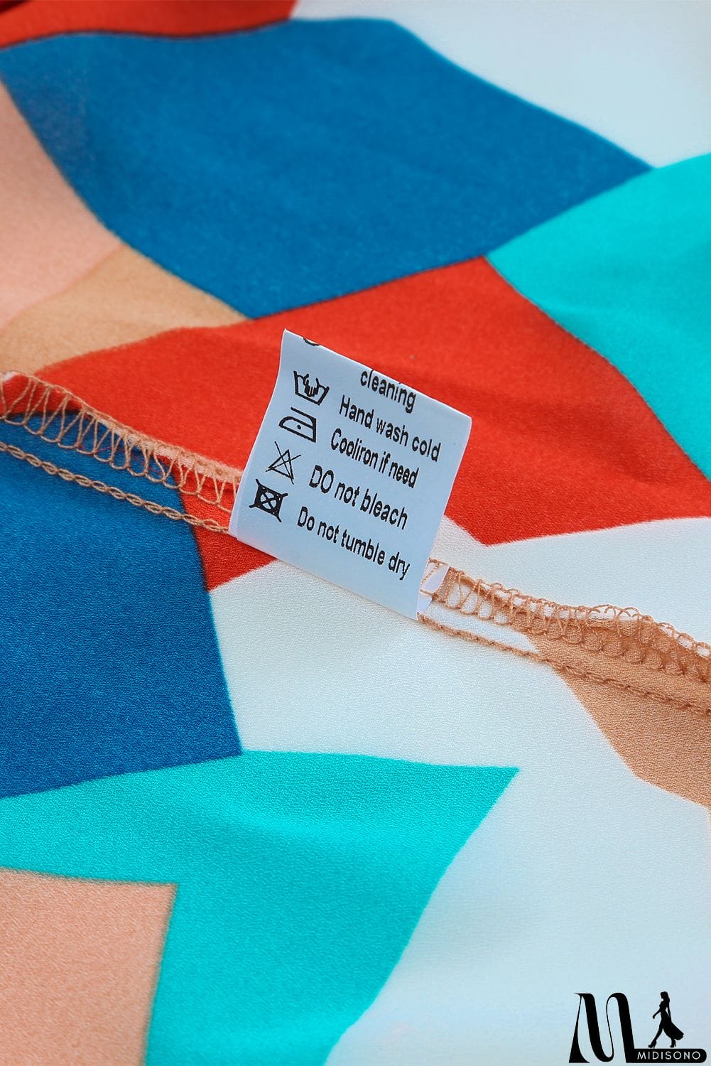 MidiSono - Abstract Pattern Crewneck Ruffled Puff Sleeve Blouse