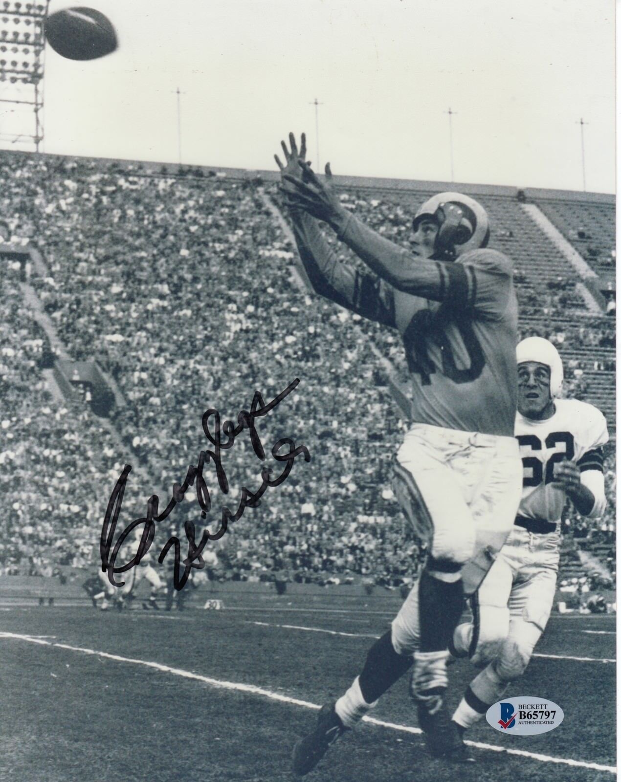 Elroy Hirsch #0 Signed 8x10 Photo Poster painting Beckett Certified Los Angeles Rams 082618