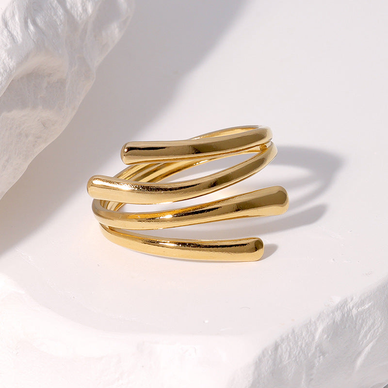 Open Ring Minimalist Stripe Geometric Stainless Steel Electroplating Rings