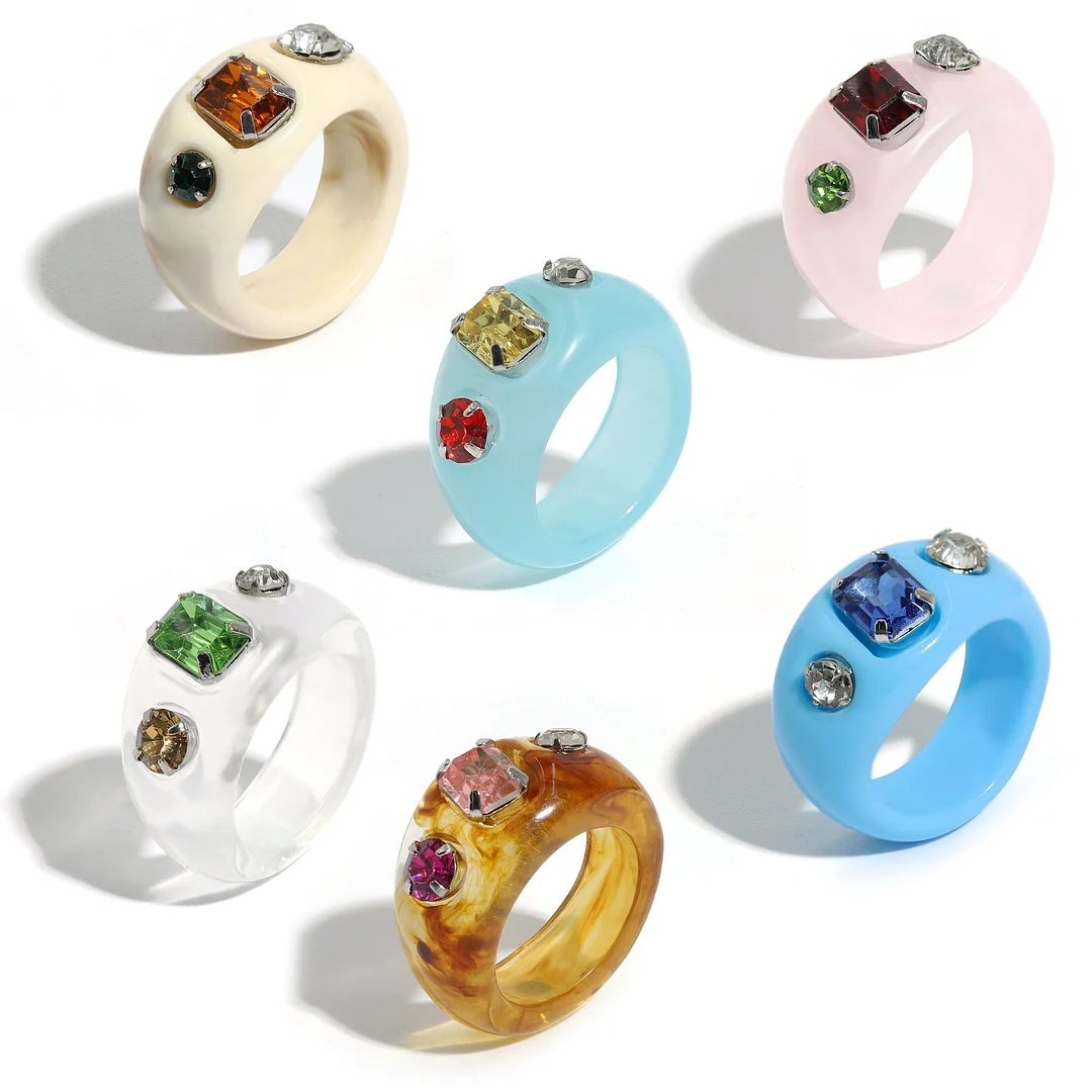 Dvacaman 2021 New INS Trendy Colorful Dripping oil Geometric Rings Candy Color Hand Painted Irregular Open Rings Female Jewelry