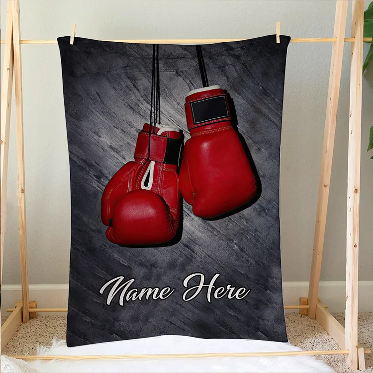 Personalized Boxing Blanket, Red Boxing Gloves Soft Cozy Blankets | BKKid361
