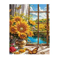 Window Sunflower - Pearls Painting