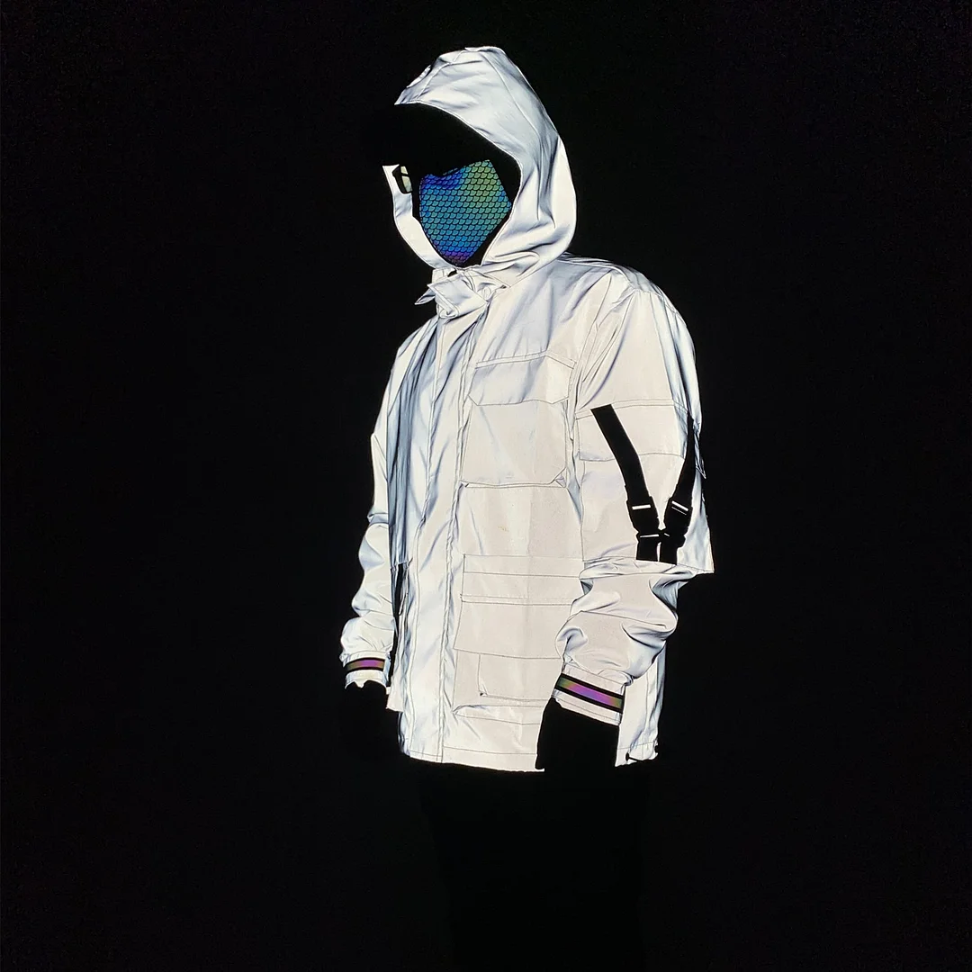 Woherb Heavy Industry Functional Reflective Jacket Men's Outdoor Tactics Multi-Pocket Overalls Hooded Jacket Storm Suit Men-Outfit Ideas