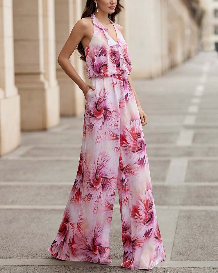 Elegant floral print jumpsuit