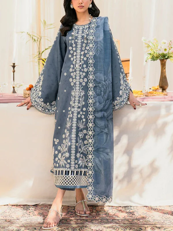 Round Neck Printed Lace Top and Pants Suit