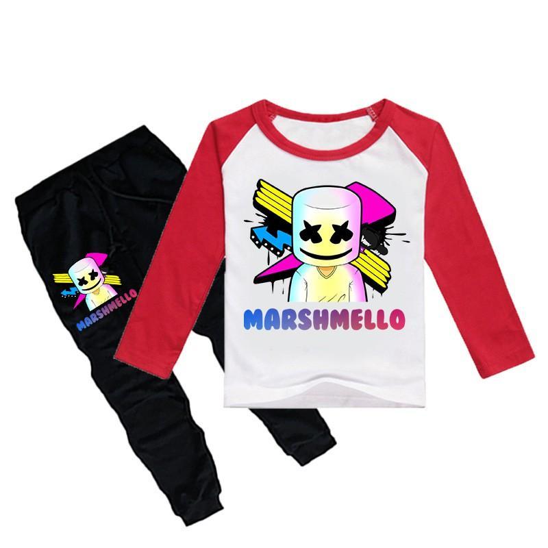 Dj Marshmello Arrows Print Girls Boys Cotton Long Sleeve T Shirt Pants-Mayoulove