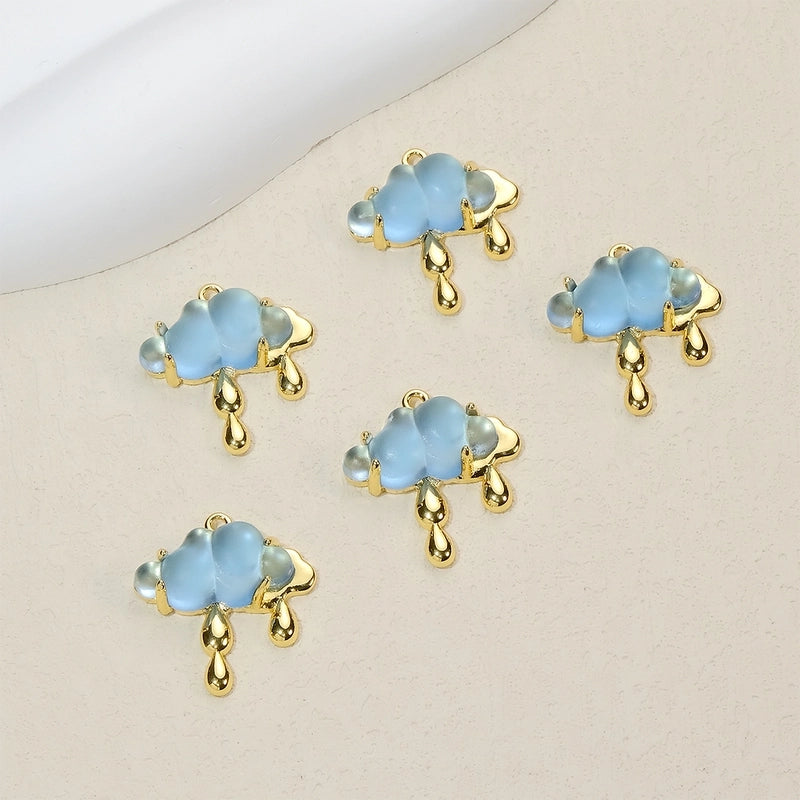 5 PCS/Package Synthetic Resin Copper 18K Gold Plated Clouds Jewelry Accessories Pendant