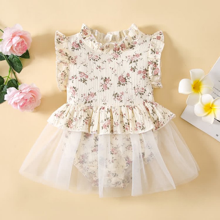 Baby Rose Flower Tutu Skirted Dress